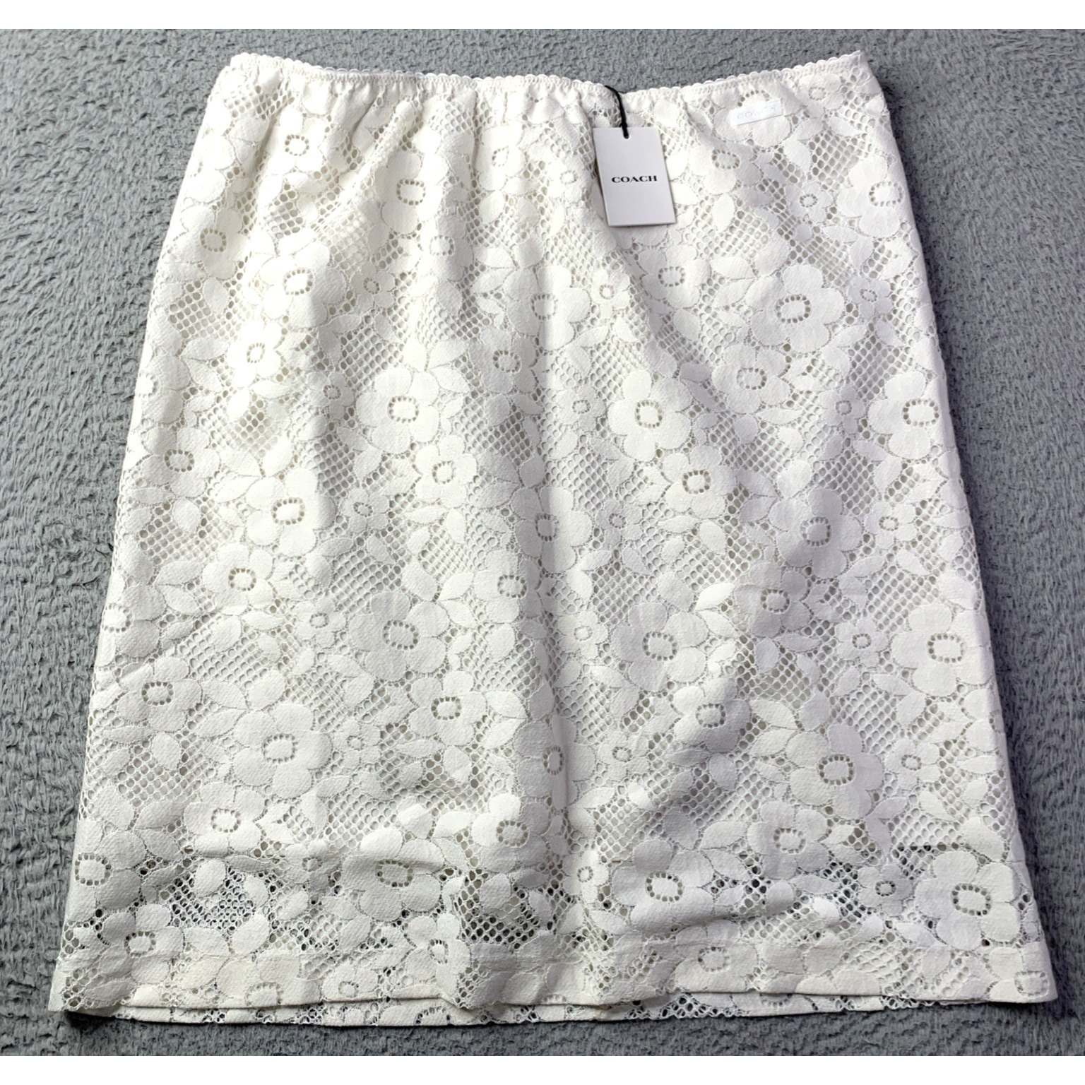 Womens Coach Skirt Size Xlarge Waist 34" White Lace Skirt Lined Pull On Skirt